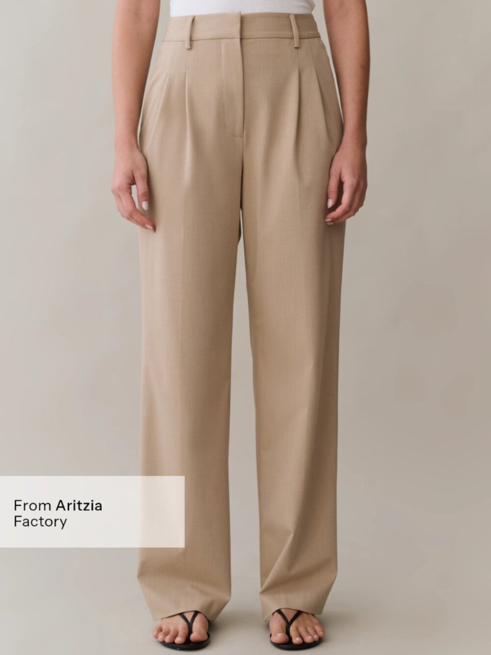 NWT CAARA Maybelle Pleated Wide Leg Wool Blend Trousers Size 8 Latte Dress Pants
